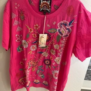 Johnny Was bright pink top